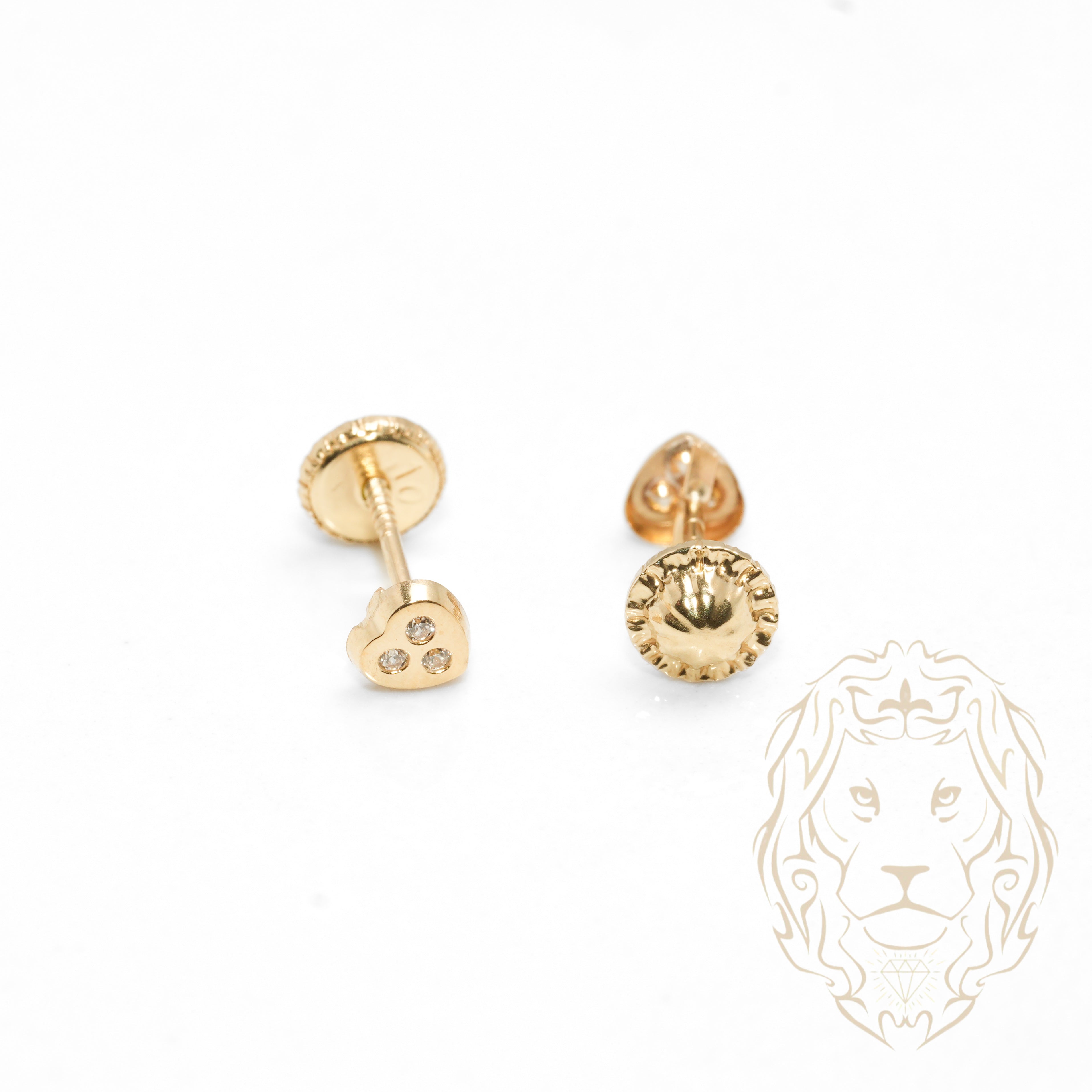 Studs à visser - Or 10K jaune coeur serti de cz - BOG734