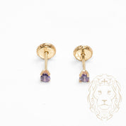 Studs to screw - 10K gold yellow birthstone from february cz - BOG735