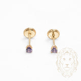 Studs à visser - Or 10K jaune pierre de naissance de février cz - BOG735