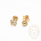 Studs à visser - Or 10K jaune trèfle en nacre - BOG738
