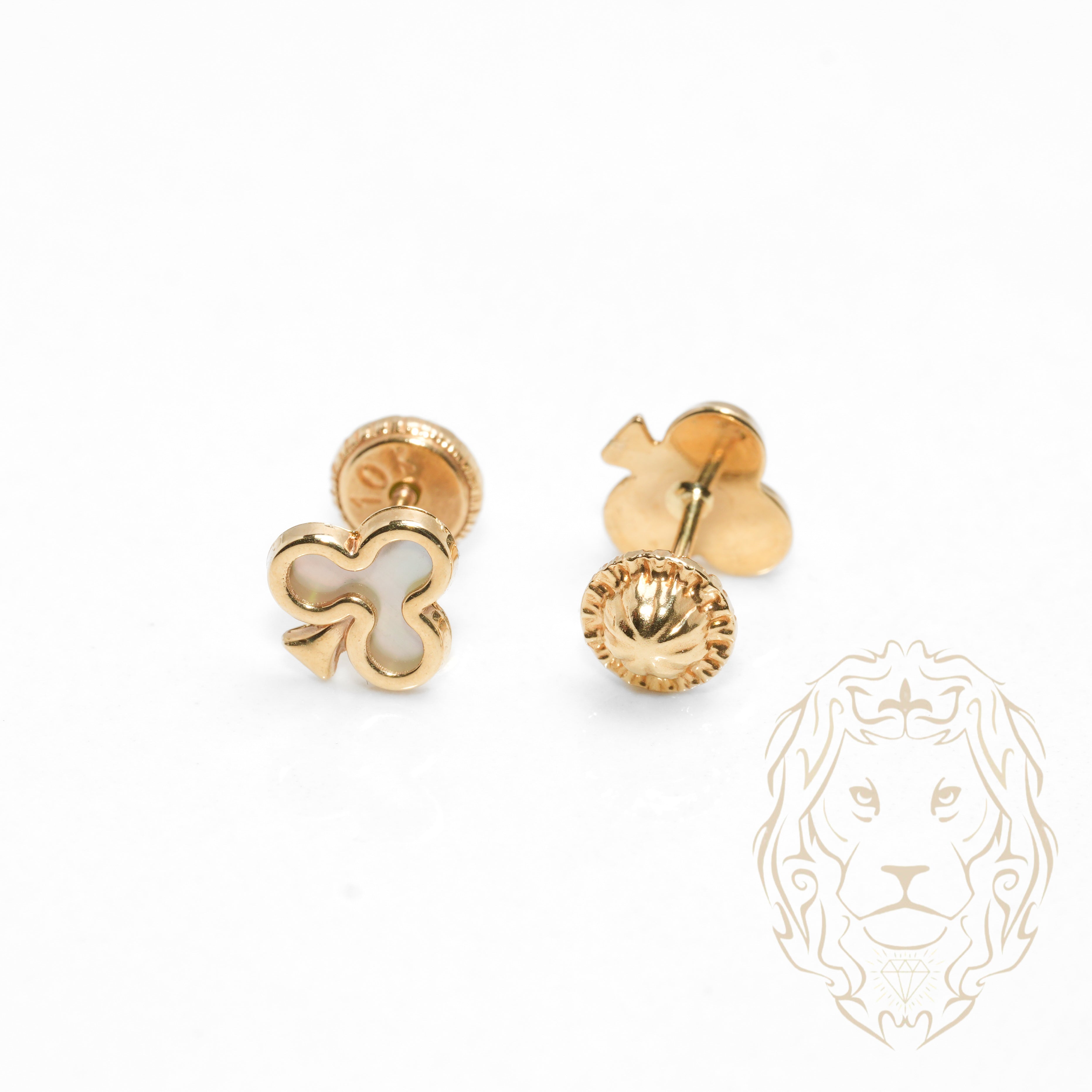 Studs à visser - Or 10K jaune trèfle en nacre - BOG738