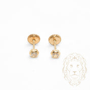 Screw Studs - Gold 10K yellow hex set with cz 3mm - BOG739