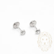 Screw Studs - Gold 10K white hexagonal set with cz 3mm - BOG740