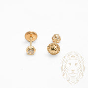 Screw Studs - Gold 10K yellow hex set with cz 3mm - BOG739