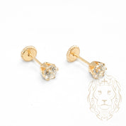 Studs à visser - Or 10K jaune cz coupe rond 4mm - BOG741