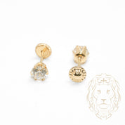 Studs à visser - Or 10K jaune cz coupe rond 4mm - BOG741