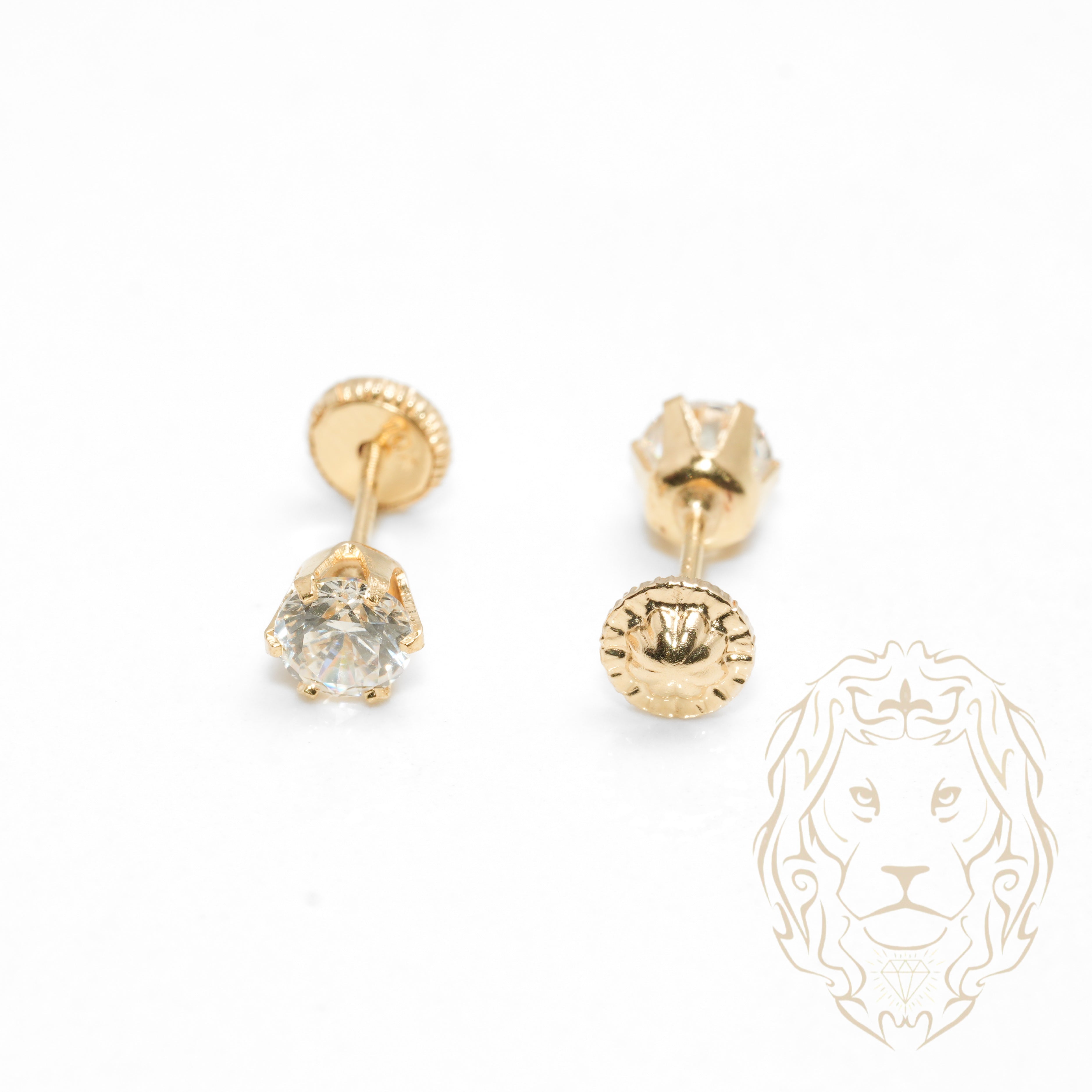 Studs à visser - Or 10K jaune cz coupe rond 4mm - BOG741