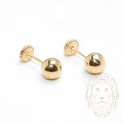 Screw studs - 10K Gold polished yellow pearl 6mm - BOG742
