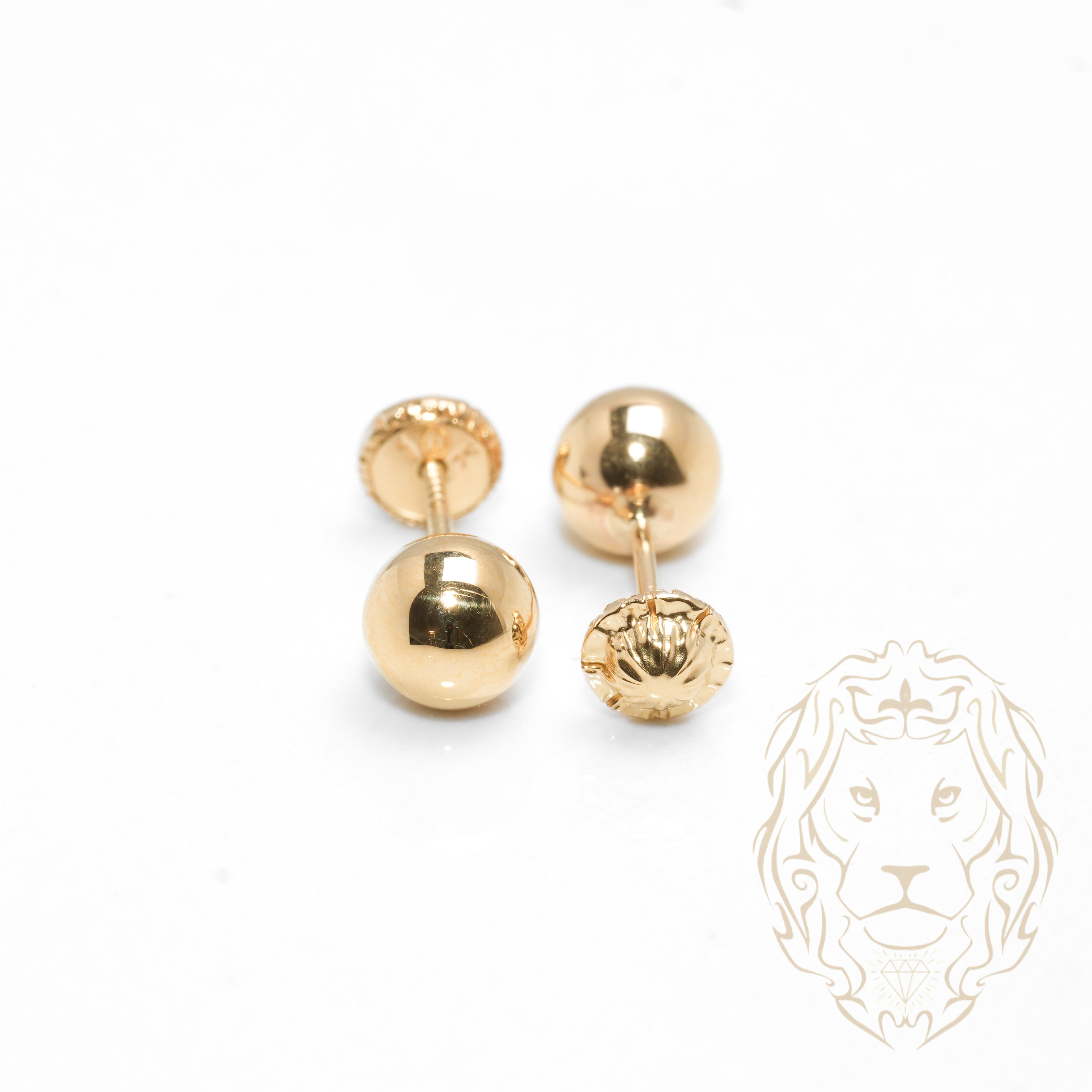 Screw studs - 10K Gold polished yellow pearl 6mm - BOG742