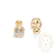 Screw Studs - 10K Gold yellow stone cz cut round closed set 7mm - BOG743
