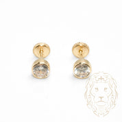 Screw Studs - 10K Gold yellow stone cz cut round closed set 7mm - BOG743