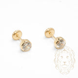 Studs à visser - Or 10K jaune pierre cz coupe rond sertie clos 5mm - BOG744