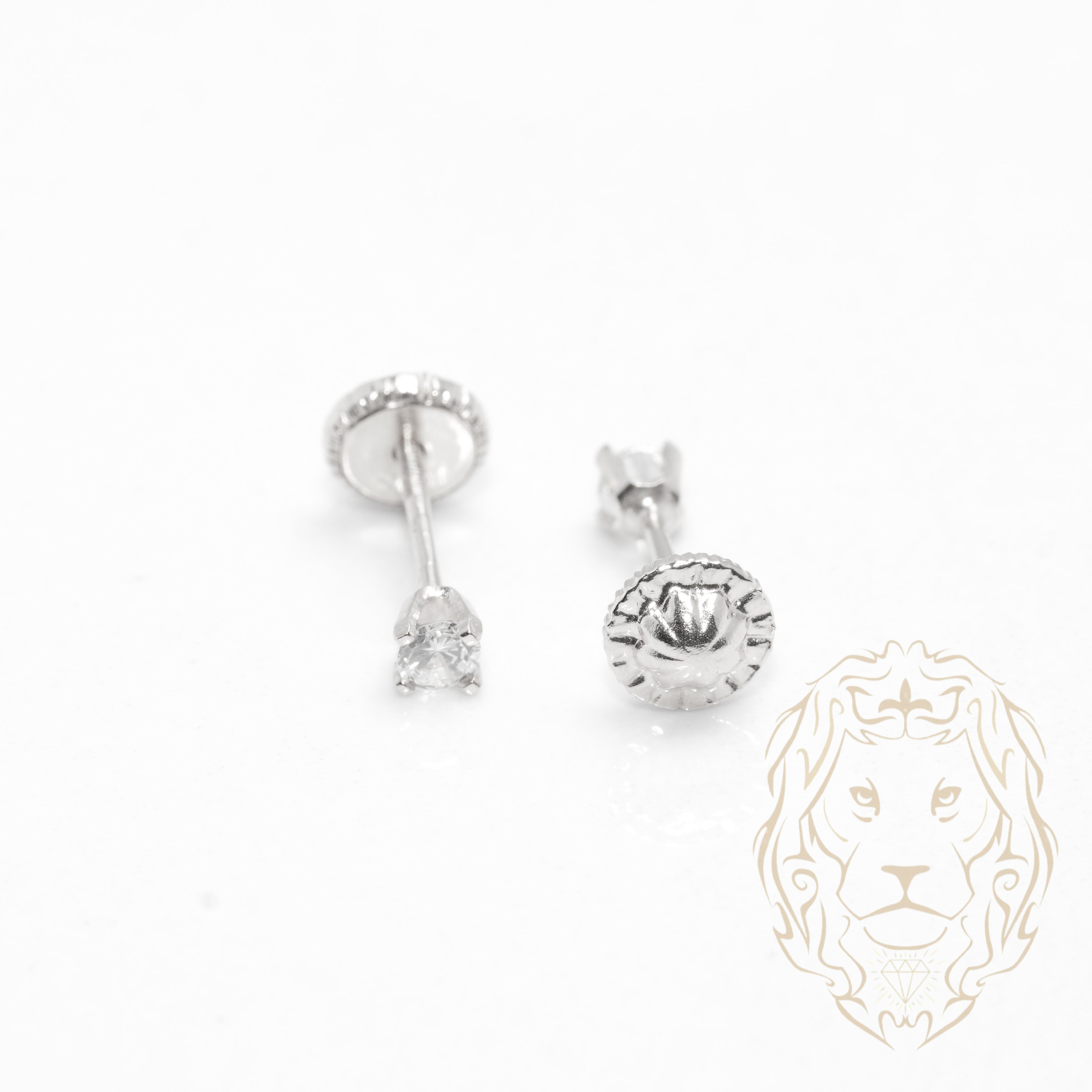 Studs à visser - Or 10K blanc cz coupe rond 2.5mm - BOG746