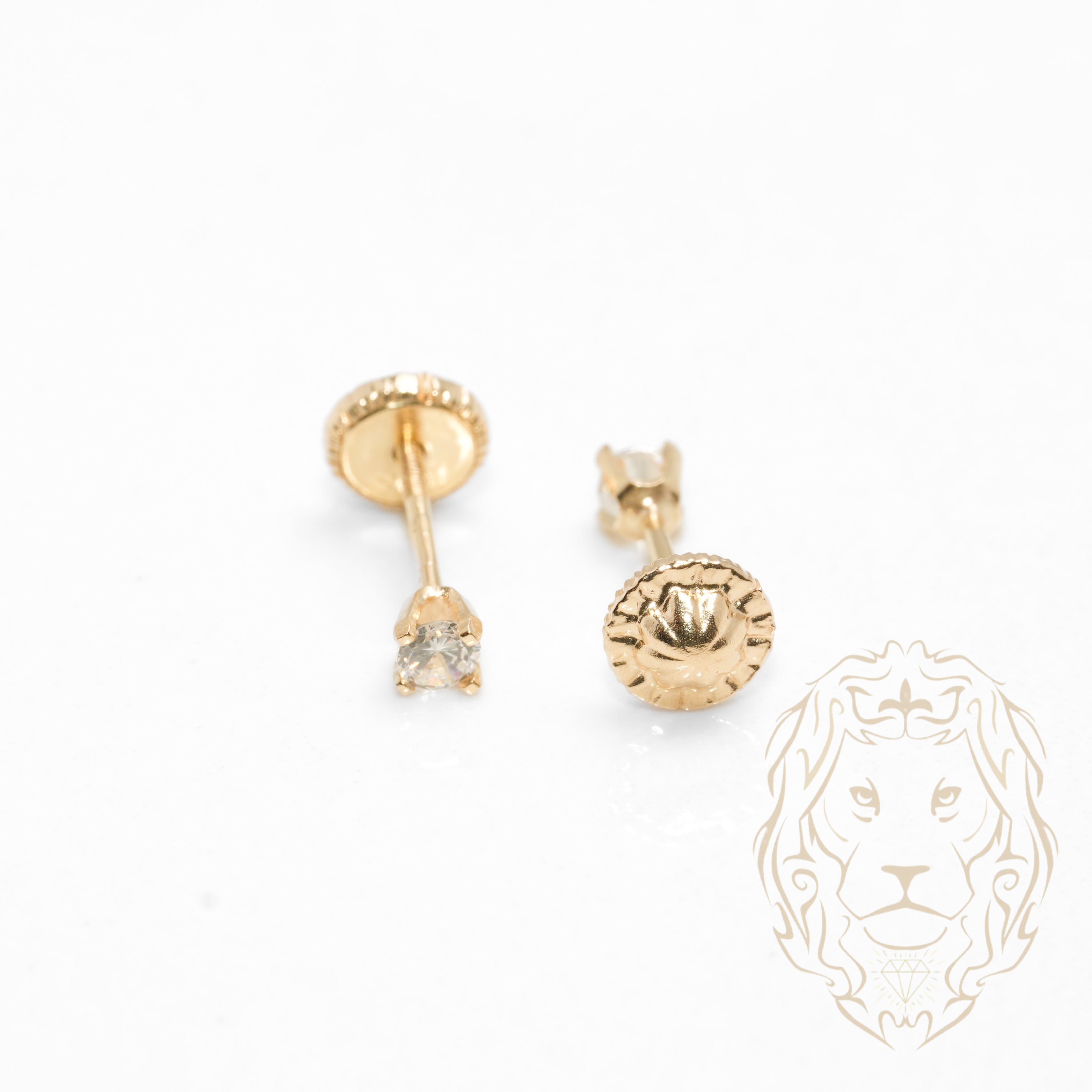 Studs à visser - Or 10K jaune cz coupe rond 2.5mm - BOG745