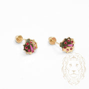 Screw studs - 10K gold cocinelle & cz stone - BOG747