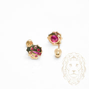 Screw studs - 10K gold cocinelle & cz stone - BOG747