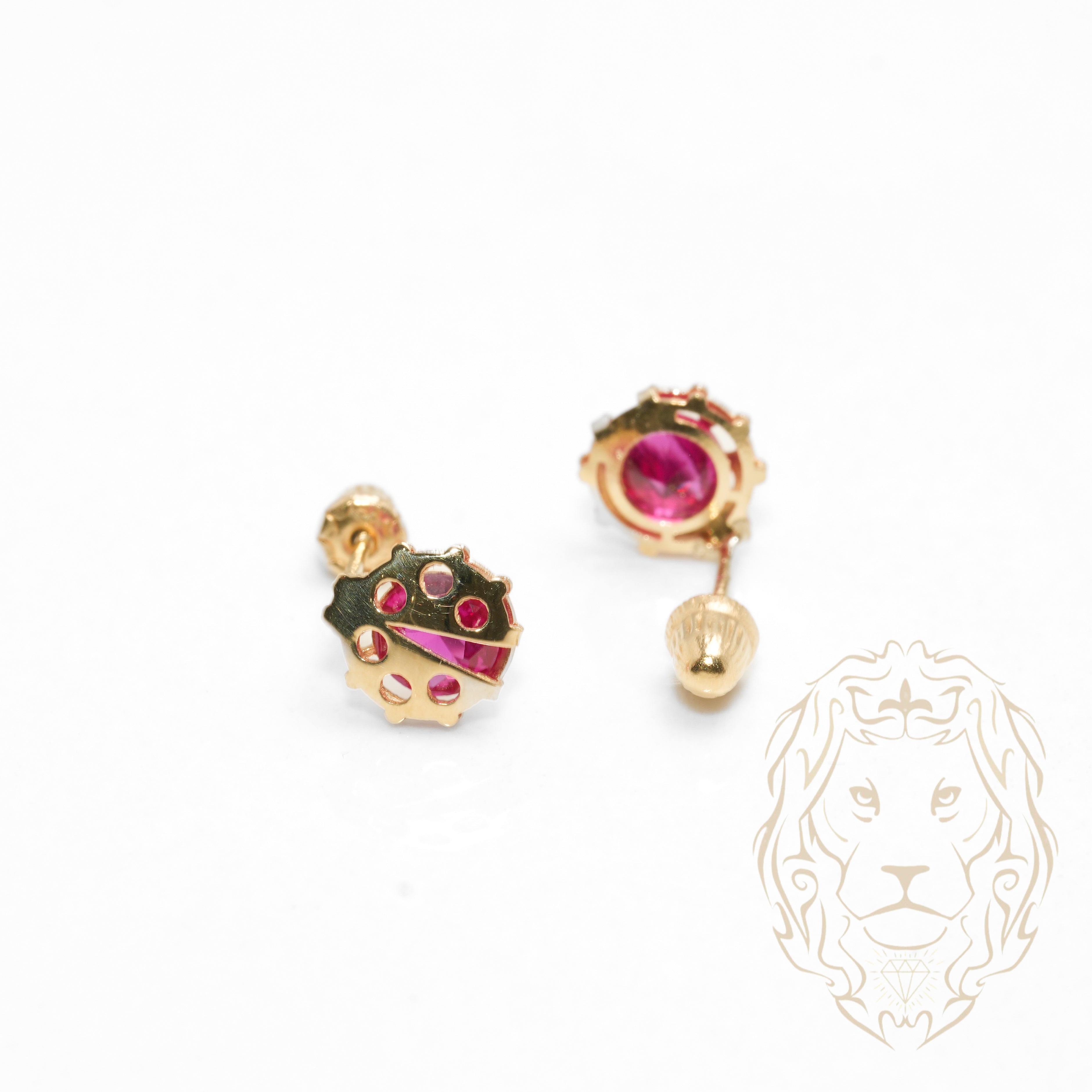 Screw studs - 10K gold cocinelle & cz stone - BOG747
