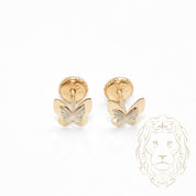 Studs à visser - Or 10K deux tons jaune & blanc papillon coupe diamant - BOG750