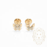 Studs à visser - Or 10K deux tons jaune & blanc papillon coupe diamant - BOG750