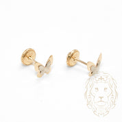 Studs à visser - Or 10K deux tons jaune & blanc papillon coupe diamant - BOG750