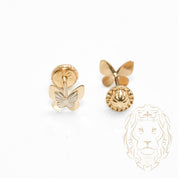 Studs à visser - Or 10K deux tons jaune & blanc papillon coupe diamant - BOG750