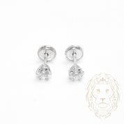 Screw Studs - Gold 10K white cz round cut 3mm - BOG751