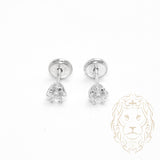 Studs à visser - Or 10K blanc cz coupe rond 3mm - BOG751