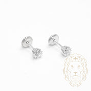 Screw Studs - Gold 10K white cz round cut 3mm - BOG751