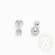 Screw Studs - Gold 10K white cz round cut 3mm - BOG751