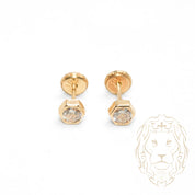Screw Studs - Gold 10K yellow hexagonal set with cz 4mm - BOG753