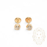 Studs à visser - Or 10K jaune hexagon serti de cz 4mm - BOG753