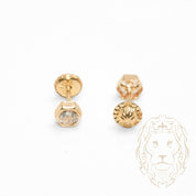 Screw Studs - Gold 10K yellow hexagonal set with cz 4mm - BOG753