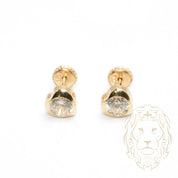 Screw Studs - 10K Yellow Gold Heart Set with Cz 5mm - BOG754