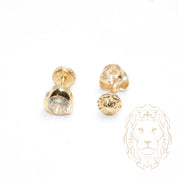 Screw Studs - 10K Yellow Gold Heart Set with Cz 5mm - BOG754