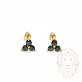Studs à visser - Or 10K jaune trèfle en pierres noires - BOG755