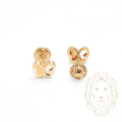 Screw Studs - 10K Yellow Gold Butterfly Diamond Cut - BOG756