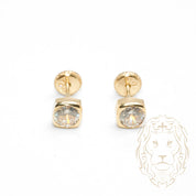 Studs à visser - Or 10K jaune carré serti de cz coupe rond 5mm - BOG757