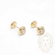 Studs à visser - Or 10K jaune carré serti de cz coupe rond 5mm - BOG757
