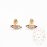 Studs à visser - Or 10K jaune marquise pavé de cz multicolores - BOG759