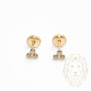 Studs to screw - 10K Gold yellow clover in cz stones - BOG761