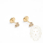 Studs to screw - 10K Gold yellow clover in cz stones - BOG761