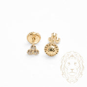 Studs to screw - 10K Gold yellow clover in cz stones - BOG761