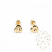 Screw Studs - 10K Yellow Gold Heart Diamond Cut - BOG762