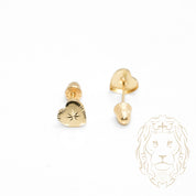 Screw Studs - 10K Yellow Gold Heart Diamond Cut - BOG762
