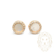 Studs - 10K Yellow Gold Mother-of-Pearl Circle with Cz - BOG763