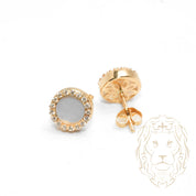 Studs - 10K Yellow Gold Mother-of-Pearl Circle with Cz - BOG763