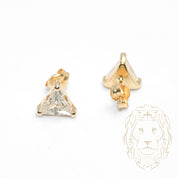 Studs - 10K Gold Yellow Stone Cz Triangle Cut - BOG765