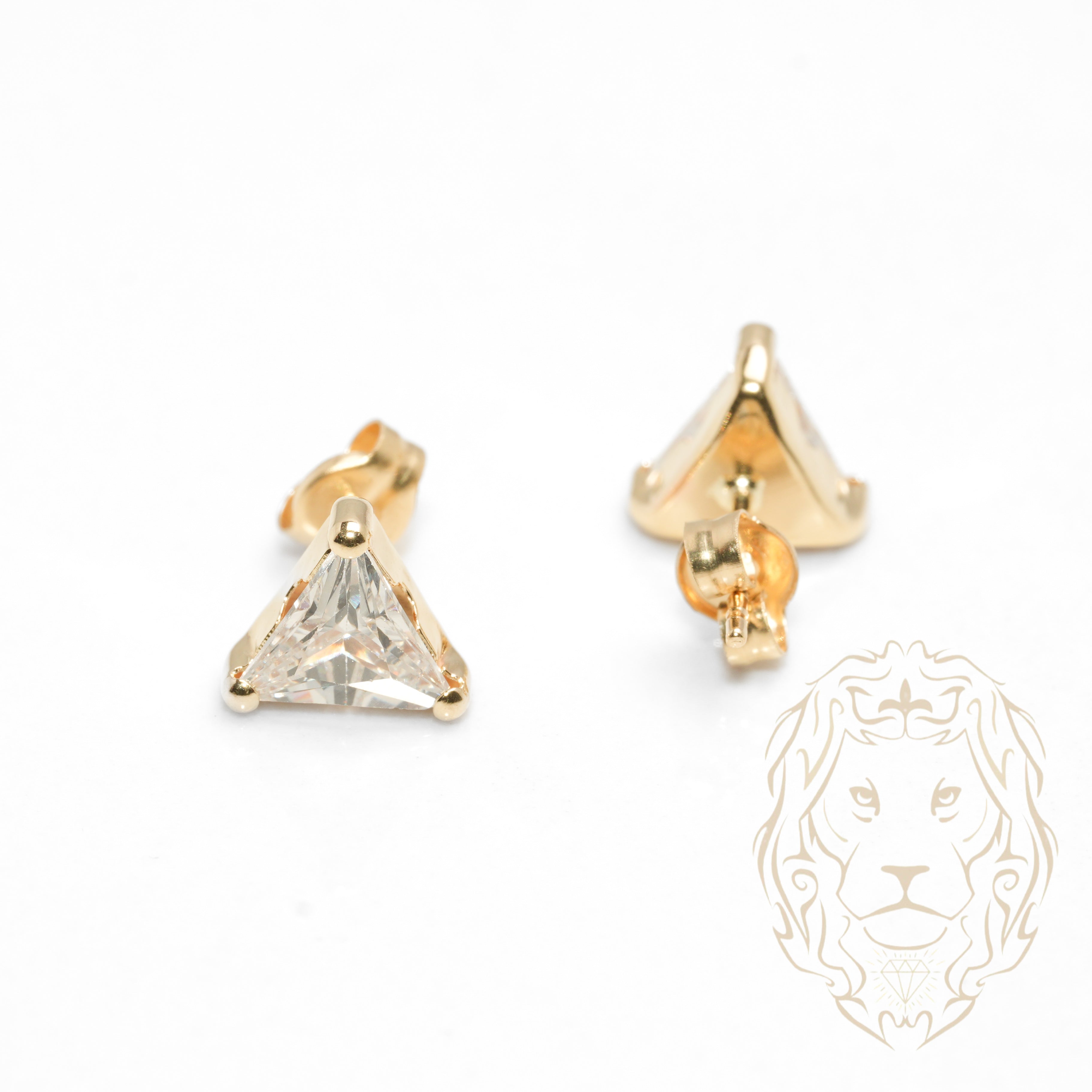 Studs - 10K Gold Yellow Stone Cz Triangle Cut - BOG765