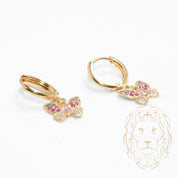 Huggies - 10K yellow gold butterflies paved with cz stones - BOG767