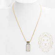 Chain - 14K two-tone yellow & white gold pendant rectangle paved with lab 0.88CT diamonds & arondies box - CHGL012